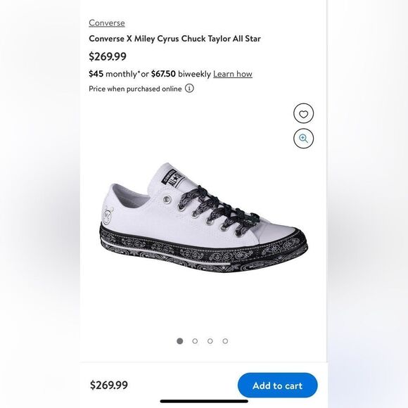 Rare Converse X Miley Cyrus Chuck Taylor All Star Sneakers Black & White Bandana - Picture 17 of 17